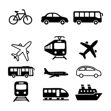 seyahat ve ulaşım simgesi koleksiyonu