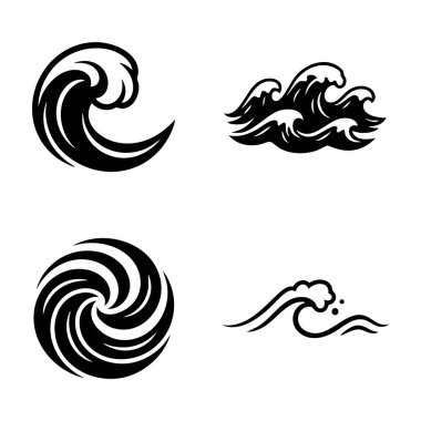 biçimlendirilmiş siyah dalga simgesi seti