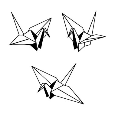 Geometrik origami vinç çizgisi sanatı