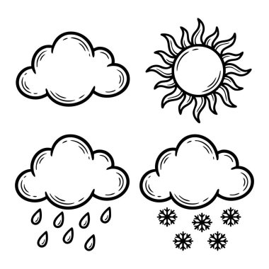 El çizimi hava ikonları güneş yağışlı kar