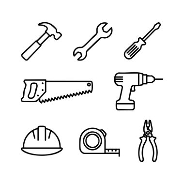 inşaat araçları satır simgesi seti