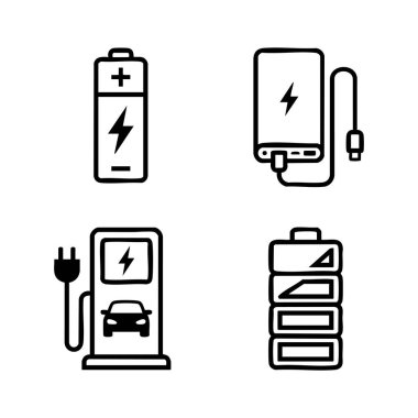 elektrik pil şarj vektörü simgeleri ayarlandı