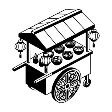 Asya sokak yemekleri vektör illüstrasyonu