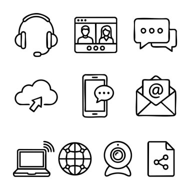 dijital iletişim çizgisi simgeleri ayarlandı