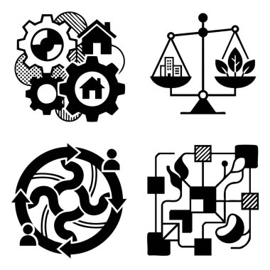 iş süreci ve sürdürülebilirlik simgesi seti