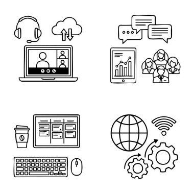 iş teknolojisi ve iletişim ana hatları simgeleri