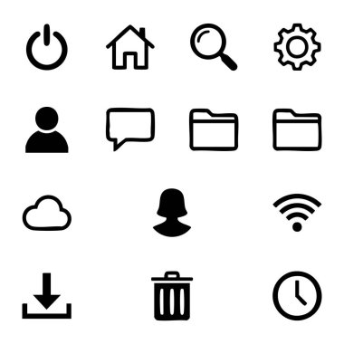 siyah kullanıcı arayüzü web simgesi seti