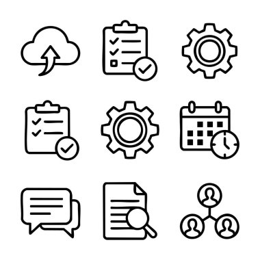 business and project management line icons set