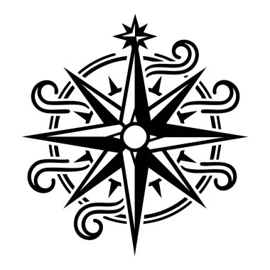 Süslü pusula gül yön bulma sembolü