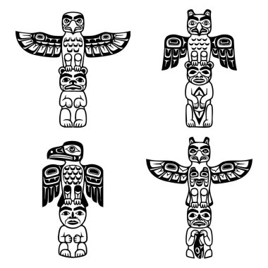 Pasifik kuzeybatı totem direği vektörü seti