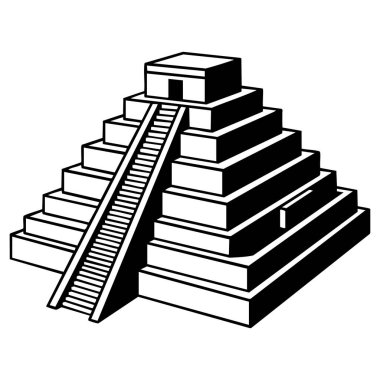 Maya adım piramidi siyah beyaz simgesi