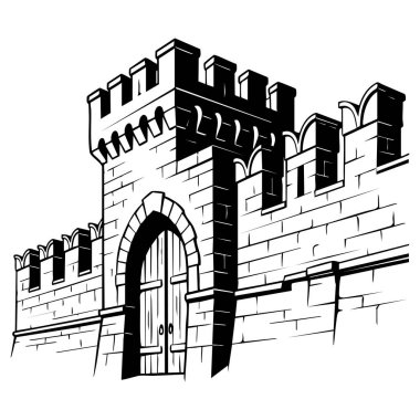 Ortaçağ kalesi kapı illüstrasyonu