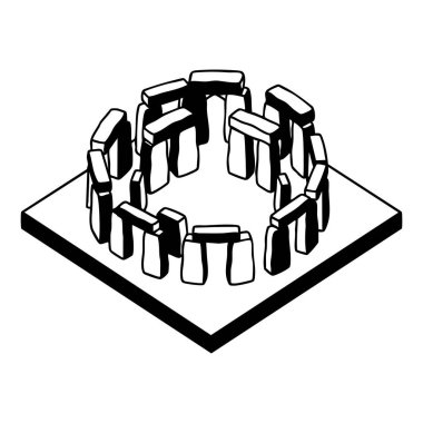 izometrik taştan heykel vektör illüstrasyonu
