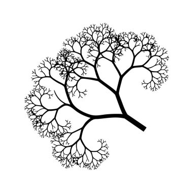 fraktal ağaç silueti vektör grafiği