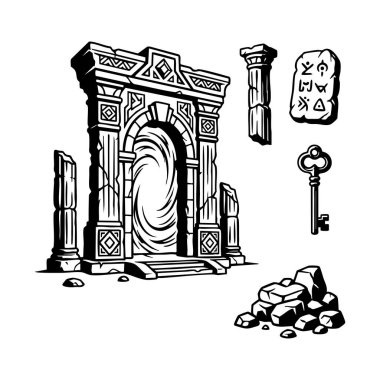 Antik fantezi portalı ve harabeler