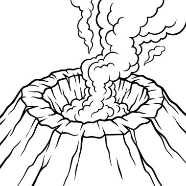 Volkan patlaması siyah ve beyaz çizimler