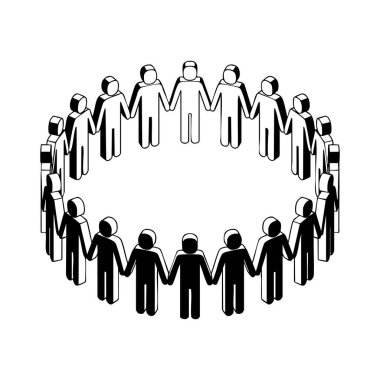 Birleşmiş insanlar el ele tutuşuyorlar