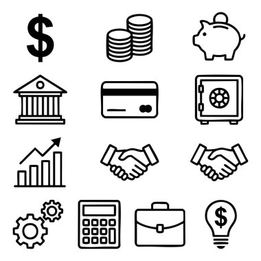 financial and business icon set