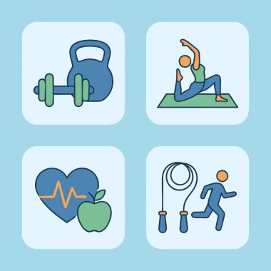 Fitness ve sağlıklı yaşam Icon set