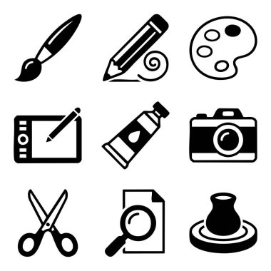 yaratıcı sanat ve tasarım simgesi seti