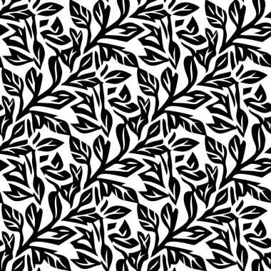 siyah ve beyaz soyut yaprak deseni