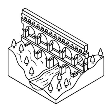 Antik Roma su kemeri izometrik illüstrasyon
