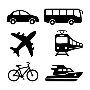 ulaşım siyah siluet simgeleri ayarlandı