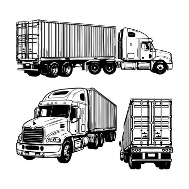 yarı kamyon çizgisi çizim seti