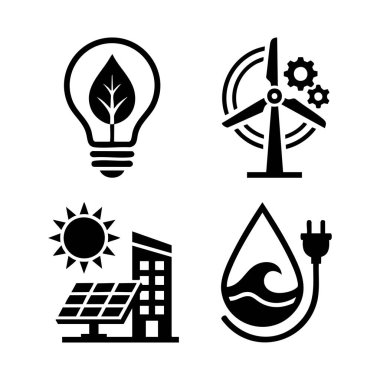 yenilenebilir enerji kaynakları simgesi seti