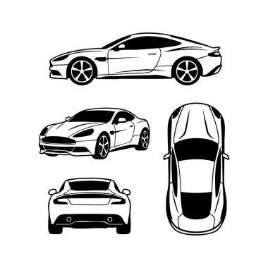 Lüks spor araba birden fazla görünüm özeti