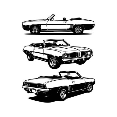 Üstü açılabilir Amerikan kaslı araba çizimi