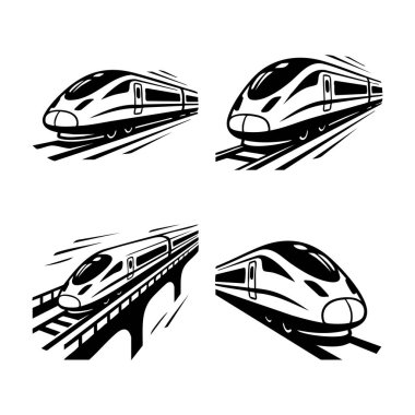 siyah yüksek hızlı tren çizimleri ayarlandı