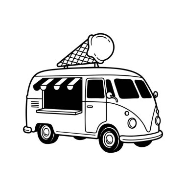 Klasik dondurma kamyonu illüstrasyonu