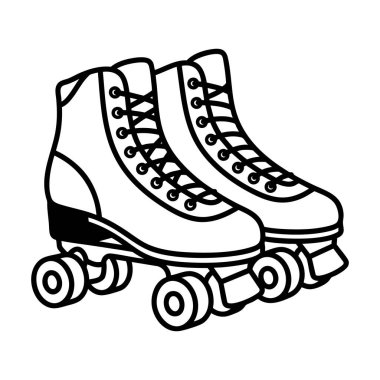vintage roller skates black outline
