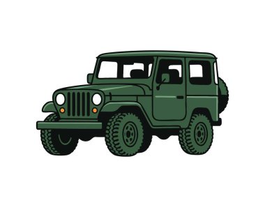 Klasik yeşil 4x4 off road aracı