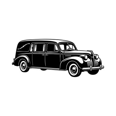 Klasik siyah cenaze arabası silueti.