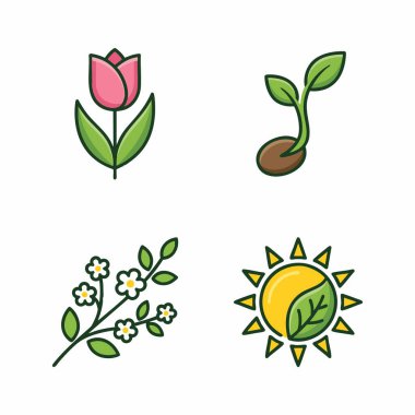 bahar bitkisi büyüme renk simgeleri