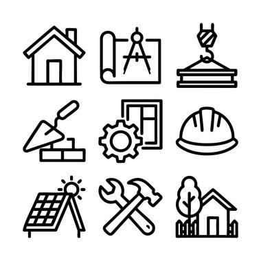 ev yapımı ve inşaat simgeleri ayarlandı