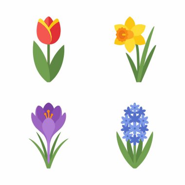 ilk bahar çiçek simgesi seti