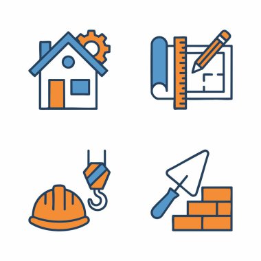 İnşaat endüstrisi renk simgesi seti