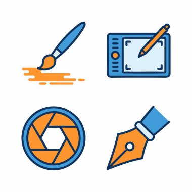 yaratıcı sanat ve tasarım araçları simgeleri