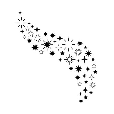 Dönen siyah yıldızlar ve parıltılar