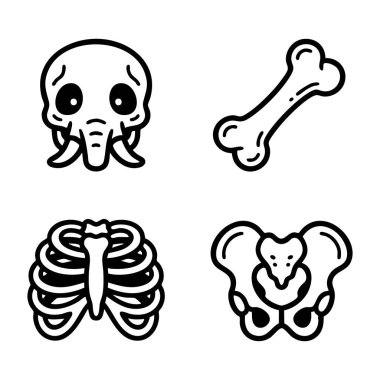 tarih öncesi iskelet simgesi seti