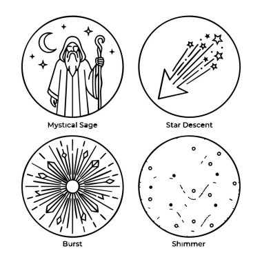 mistik gökyüzü çizgisi resim simgesi seti