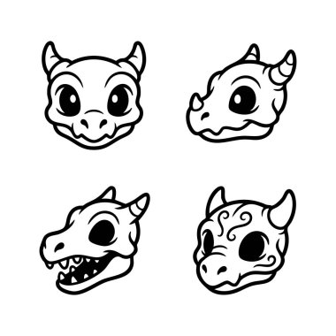 çizgi film ejder başı simgesi koleksiyonu