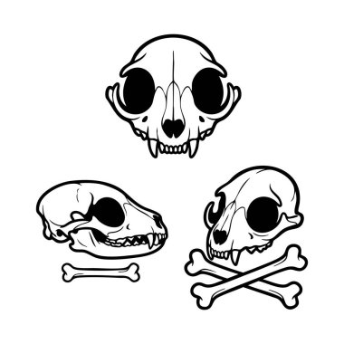 hayvan kafatasları ve kemik simgesi seti