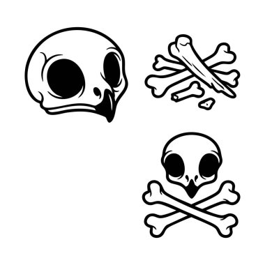 kuş kafatası ve kemikleri grafik elementler