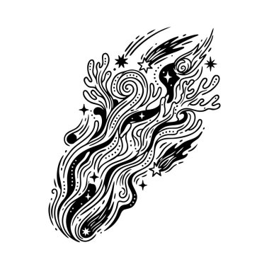 soyut kozmik akış ve yıldız çizimi