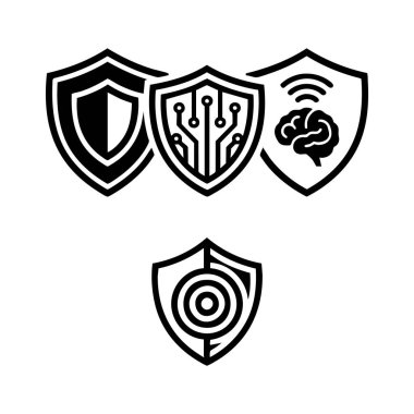 Siber güvenlik ve teknoloji kalkan simgeleri