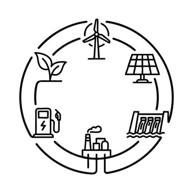 yenilenebilir enerji kaynakları simgesi seti